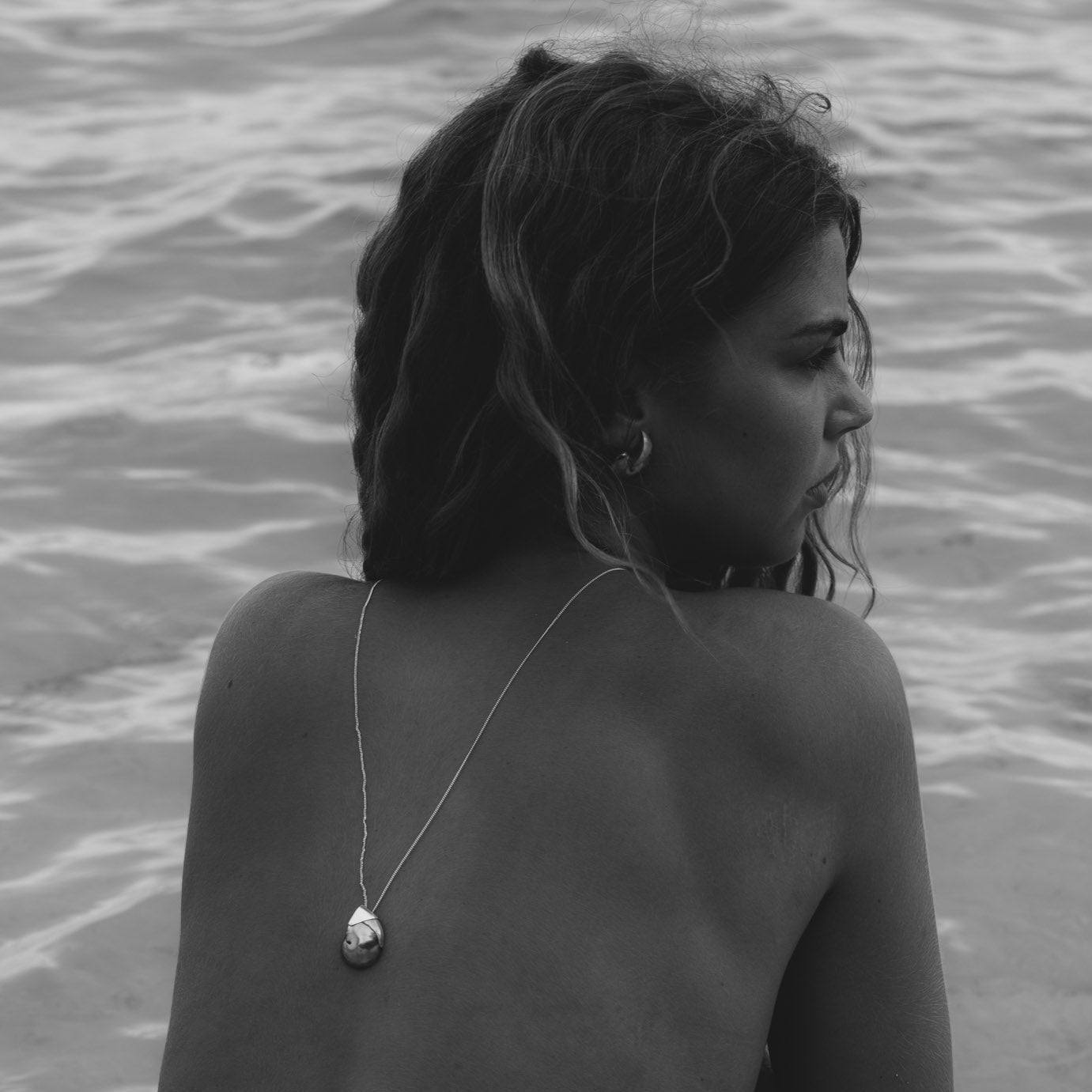 Long chain necklace with a handcrafted Nautilus shell and silver detailing